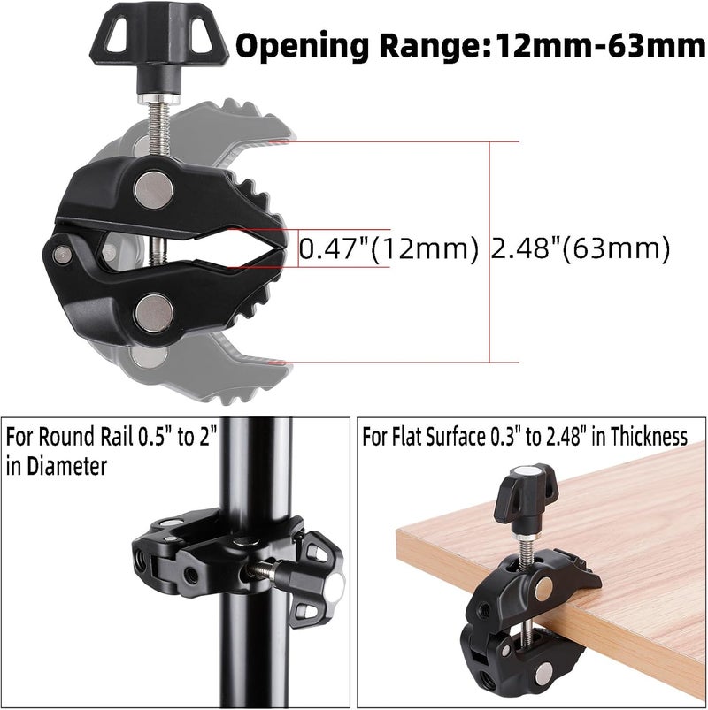 FPN All-Metal Magnetic Phone Holder for Magsafe, Magnet Phone Mount with Super Clamp for Spin Bike/Microphone Stand/Cart/Railing/Handlebar/Dia 0.4-2" Rod, Compatible with iPhone 16 15 14 13 12 Series - Image 5